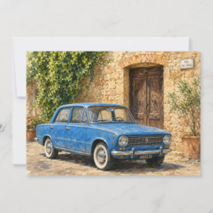 Carte De Remerciements Voiture Ancienne sur Rue Rustique