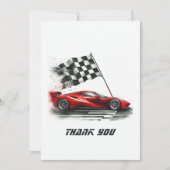 Carte De Remerciements Voiture de course Anniversaire (Devant)