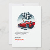 Carte De Remerciements Voiture de course Anniversaire (Dos)