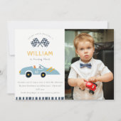 Carte De Remerciements Voiture De Course Mignonne Enfants Photo N'Importe (Devant)