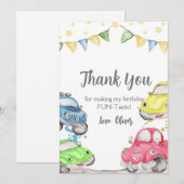 Carte De Remerciements Voiture de course pour 2e anniversaire rapide (Devant / Derrière)