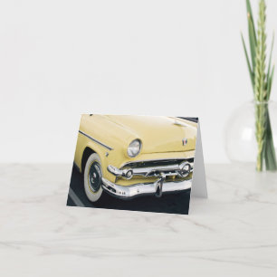 Carte De Remerciements Voiture Jaune classique avec Pneus Mur Blanc