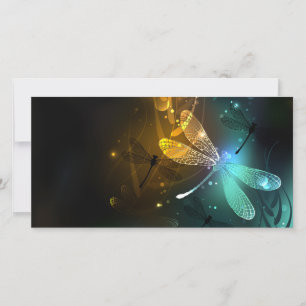 Carte De Remerciements Vol de libellule verte lumineuse