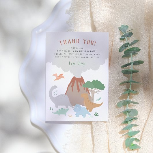 Carte De Remerciements Volcano Dinosaur Boy Birthday