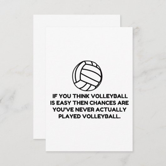 CARTE DE REMERCIEMENTS VOLLEYBALL FACILE (Devant / Derrière)