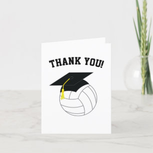 Carte De Remerciements Volleyball Graduation Sports Black White