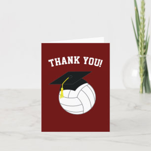 Carte De Remerciements Volleyball Graduation Sports Maroon