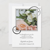 Carte De Remerciements Vos photos Script Mariage noir et blanc (Dos)