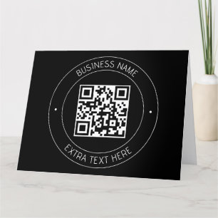 Carte De Remerciements Votre code QR & Texte modifiable   Noir & Blanc