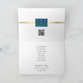 Carte De Remerciements Votre Logo, Code QR, Bus. Nom, Bande Or Brossée (Intérieur)