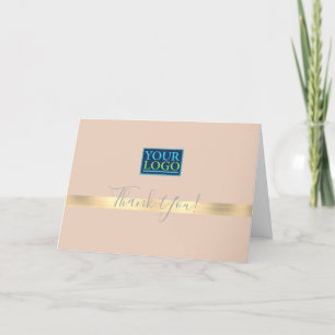 Carte De Remerciements Votre logo, nom de l'entreprise, rayure en or bros