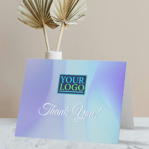 Carte De Remerciements Votre logo, nom d'entreprise, abstrait bleu et vio