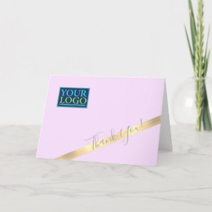 Carte De Remerciements Votre Logo Nom Professionnel, Gold Stripe Lilac, V