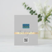 Carte De Remerciements Votre logo QR Code Nom du bus, Gold Stripe Light G (Debout devant)