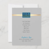 Carte De Remerciements Votre logo QR Code Nom du bus, Gold Stripe Light G (Dos)