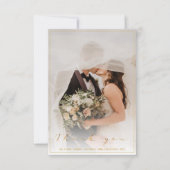 Carte De Remerciements Votre photo mariage, script or et bordure (Devant)