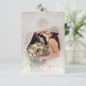 Carte De Remerciements Votre photo mariage, script or et bordure (Debout devant)