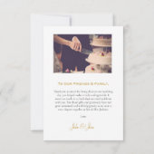 Carte De Remerciements Votre photo mariage, script or et bordure (Dos)