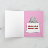 Carte De Remerciements Vous êtes flipper génial - Hippo avec signe. (Intérieur)