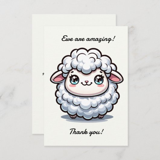 Carte De Remerciements Vous êtes incroyablement mignon Pun mouton plat ca (Devant / Derrière)
