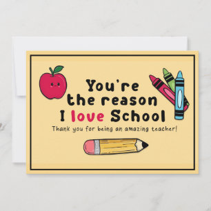 Carte De Remerciements Vous êtes la raison pour laquelle j'aime l'école P