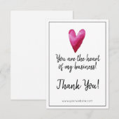 Carte De Remerciements Vous êtes le coeur de mon entreprise (Devant / Derrière)