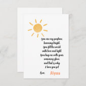 Carte De Remerciements Vous êtes mon soleil Fête des mères (Devant / Derrière)