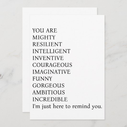 Carte De Remerciements "Vous Êtes Puissant, Résilient, Intelligent, Inven (Devant / Derrière)