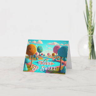 Carte De Remerciements Vous êtes si doux Candy Lane Lollipop Gum Drop Tre