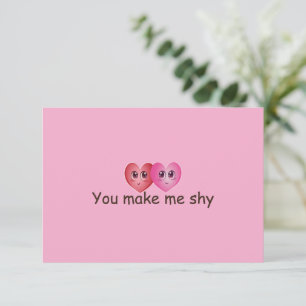 Carte De Remerciements Vous me faites rougir de jolis cœurs kawaii