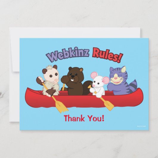 Carte De Remerciements Voyage de canoë de règles de Webkinz | Webkinz (Devant)
