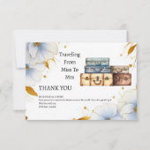 Carte De Remerciements Voyage de Miss à Mrs Fête de Mariage Thème (Devant)