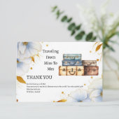 Carte De Remerciements Voyage de Miss à Mrs Fête de Mariage Thème (Debout devant)