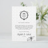 Carte De Remerciements Voyage minimaliste Destination Mariage Noir (Debout devant)