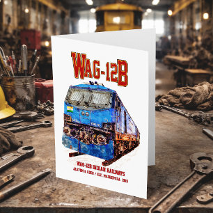 Carte De Remerciements WAG-12B Locomotive. Train de marchandises des chem