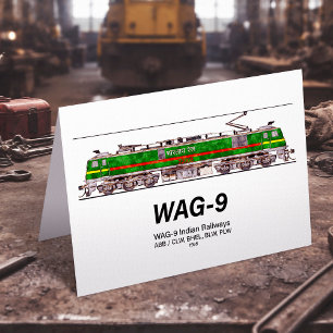 Carte De Remerciements WAG-9 Locomotive. Train de marchandises des chemin