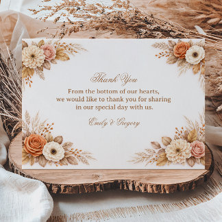 Carte De Remerciements Warm Autumn Floral Gratitude