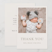 Carte De Remerciements Warm Neutral Baby Shower Photo (Devant / Derrière)