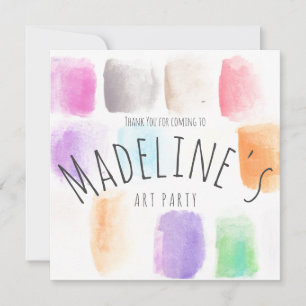 Carte De Remerciements Watercolor Art Party Anniversaire Colorful Abstrai