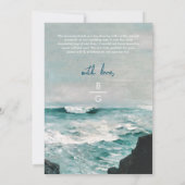 Carte De Remerciements Watercolor Beach Ocean Waves Monogram Mariage (Dos)