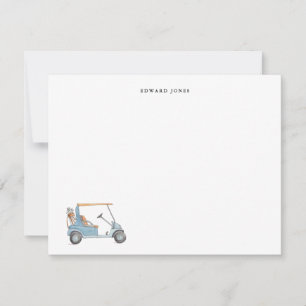 Carte De Remerciements Watercolor Blue Golf cart, Golfers Personnalisé