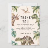 Carte De Remerciements Watercolor Dinosaur fête d'anniversaire (Devant)