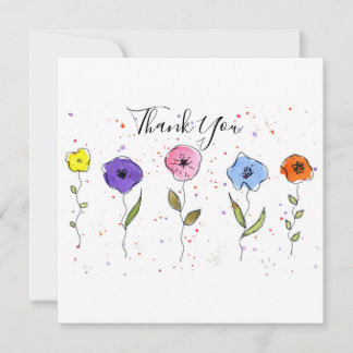 Carte De Remerciements Watercolor Flowers