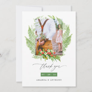 Carte De Remerciements Watercolor Forest Greenery Mariage Photo Collage