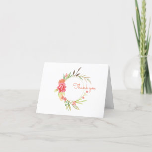 Carte De Remerciements Watercolor Garden Wreath