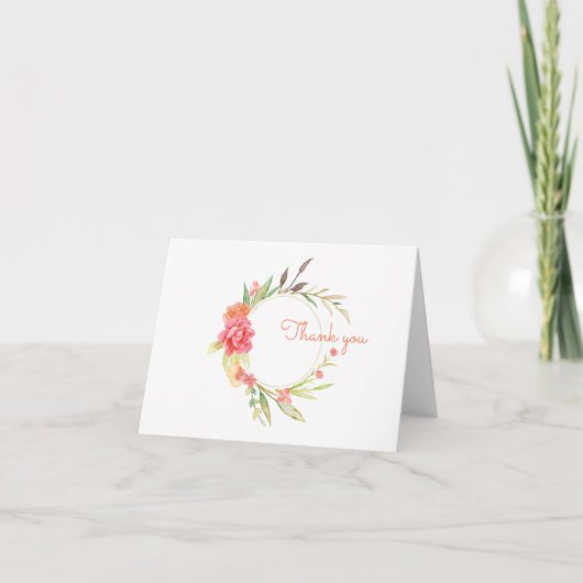 Carte De Remerciements Watercolor Garden Wreath (Devant)