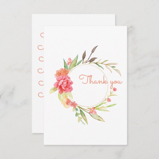 Carte De Remerciements Watercolor Garden Wreath (Devant / Derrière)