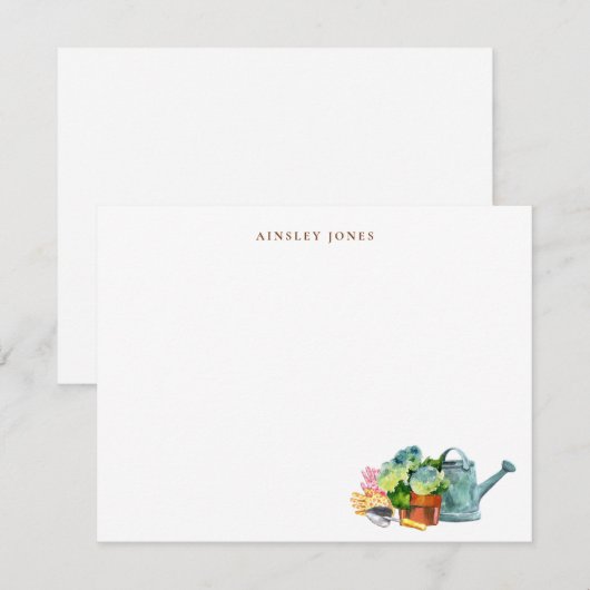 Carte De Remerciements Watercolor Gardening Tools  (Devant / Derrière)