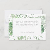 Carte De Remerciements Watercolor Greenery Fern Rustic Wedding (Dos)