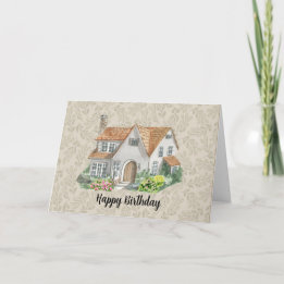 Carte De Remerciements Watercolor House Business Client Anniversaire